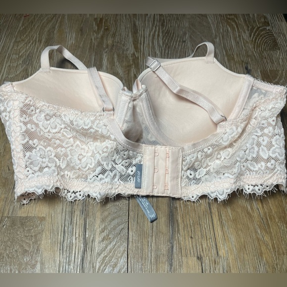 Aerie 34B Bra Pink Bow Lace Lingerie Valentines Push Up Padded Sexy 34 B Girly - Picture 4 of 8